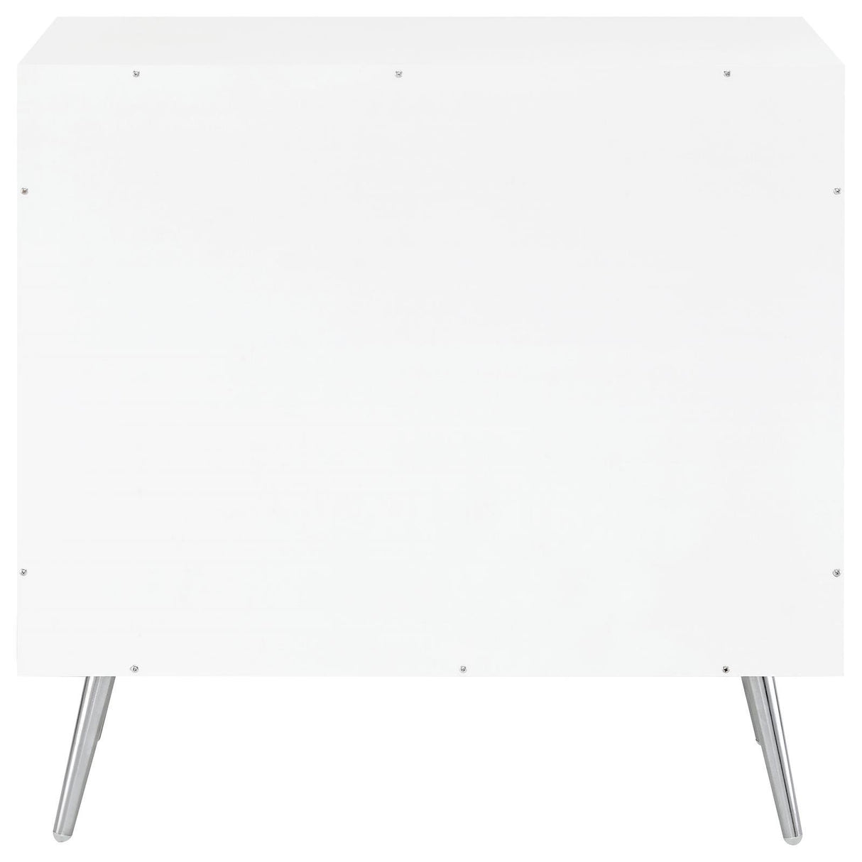 Nieta White High Gloss/Chrome 2-Tier Accent Cabinet with Glass Shelf by Coaster at Eve Furniture