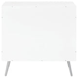 Nieta White High Gloss/Chrome 2-Tier Accent Cabinet with Glass Shelf by Coaster at Eve Furniture