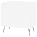 Nieta White High Gloss/Chrome 2-Tier Accent Cabinet with Glass Shelf by Coaster at Eve Furniture