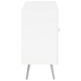 Nieta White High Gloss/Chrome 2-Tier Accent Cabinet with Glass Shelf by Coaster at Eve Furniture