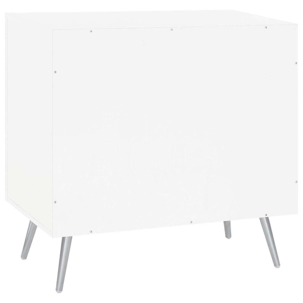Nieta White High Gloss/Chrome 2-Tier Accent Cabinet with Glass Shelf by Coaster at Eve Furniture