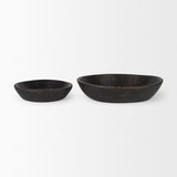 Nikita Set of 2 Large Black-Brown Reclaimed Wood Bowls by Mercana at Eve Furniture