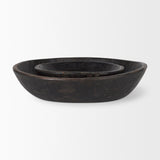 Nikita Set of 2 Large Black-Brown Reclaimed Wood Bowls by Mercana at Eve Furniture