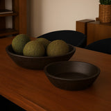Nikita Set of 2 Large Black-Brown Reclaimed Wood Bowls by Mercana at Eve Furniture