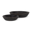 Nikita Set of 2 Large Black-Brown Reclaimed Wood Bowls by Mercana at Eve Furniture