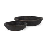 Nikita Set of 2 Large Black-Brown Reclaimed Wood Bowls by Mercana at Eve Furniture
