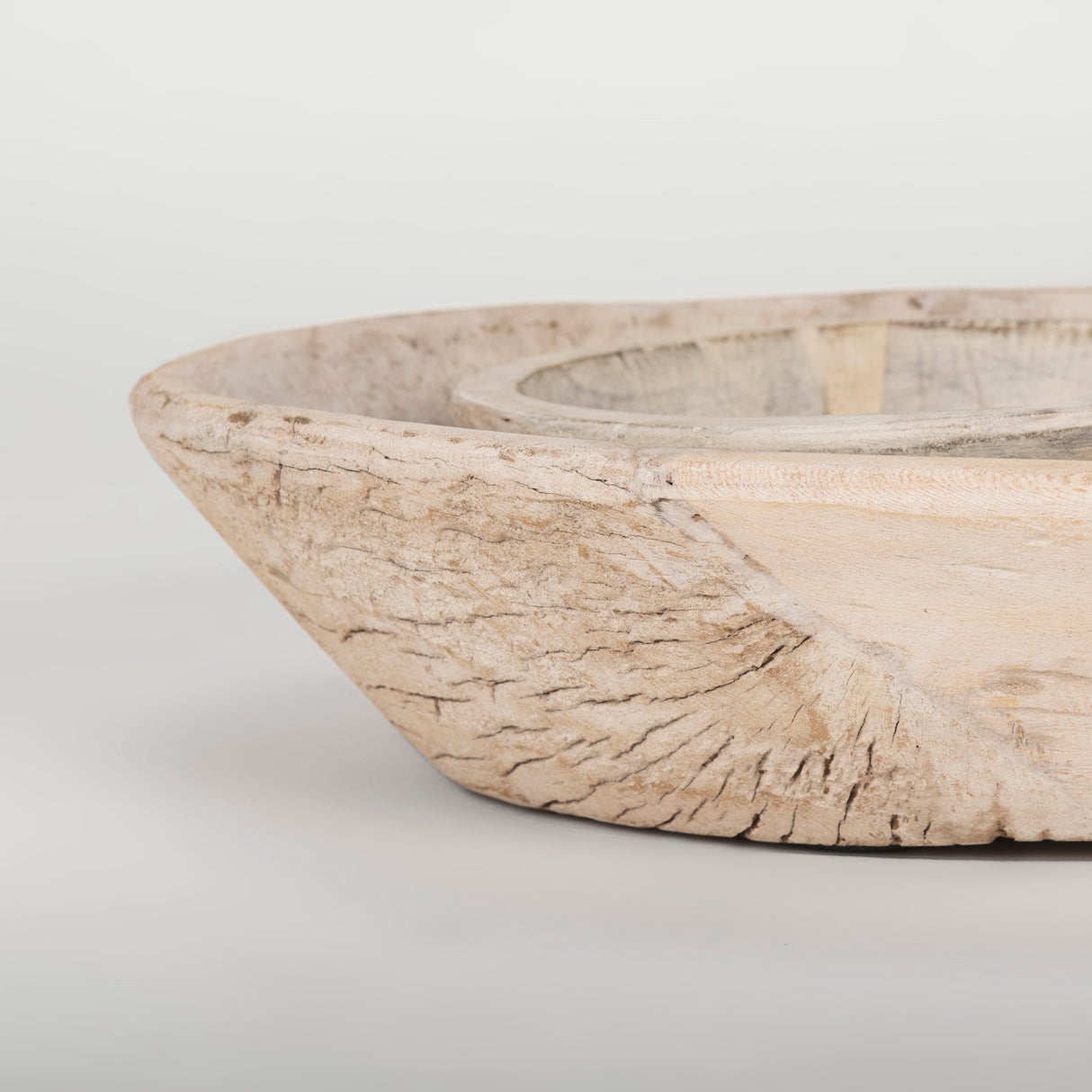 Nikita Set of 2 Large Light-Wash Reclaimed Wood Bowls by Mercana at Eve Furniture