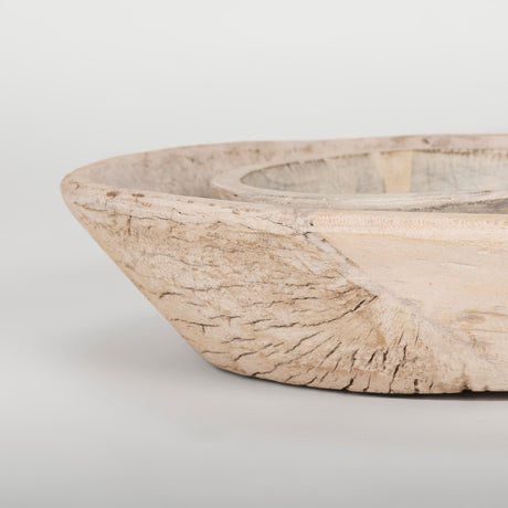 Nikita Set of 2 Large Light-Wash Reclaimed Wood Bowls by Mercana at Eve Furniture