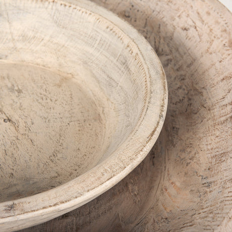 Nikita Set of 2 Large Light-Wash Reclaimed Wood Bowls by Mercana at Eve Furniture