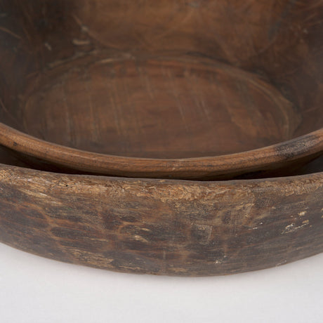 Nikita Set of 2 Large Medium Brown Reclaimed Wood Bowls by Mercana at Eve Furniture