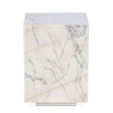 Nile 15" Drum Side Table in Alabaster Marble by Home Trends & Design at Eve Furniture