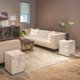 Nile 15" Drum Side Table in Alabaster Marble by Home Trends & Design at Eve Furniture