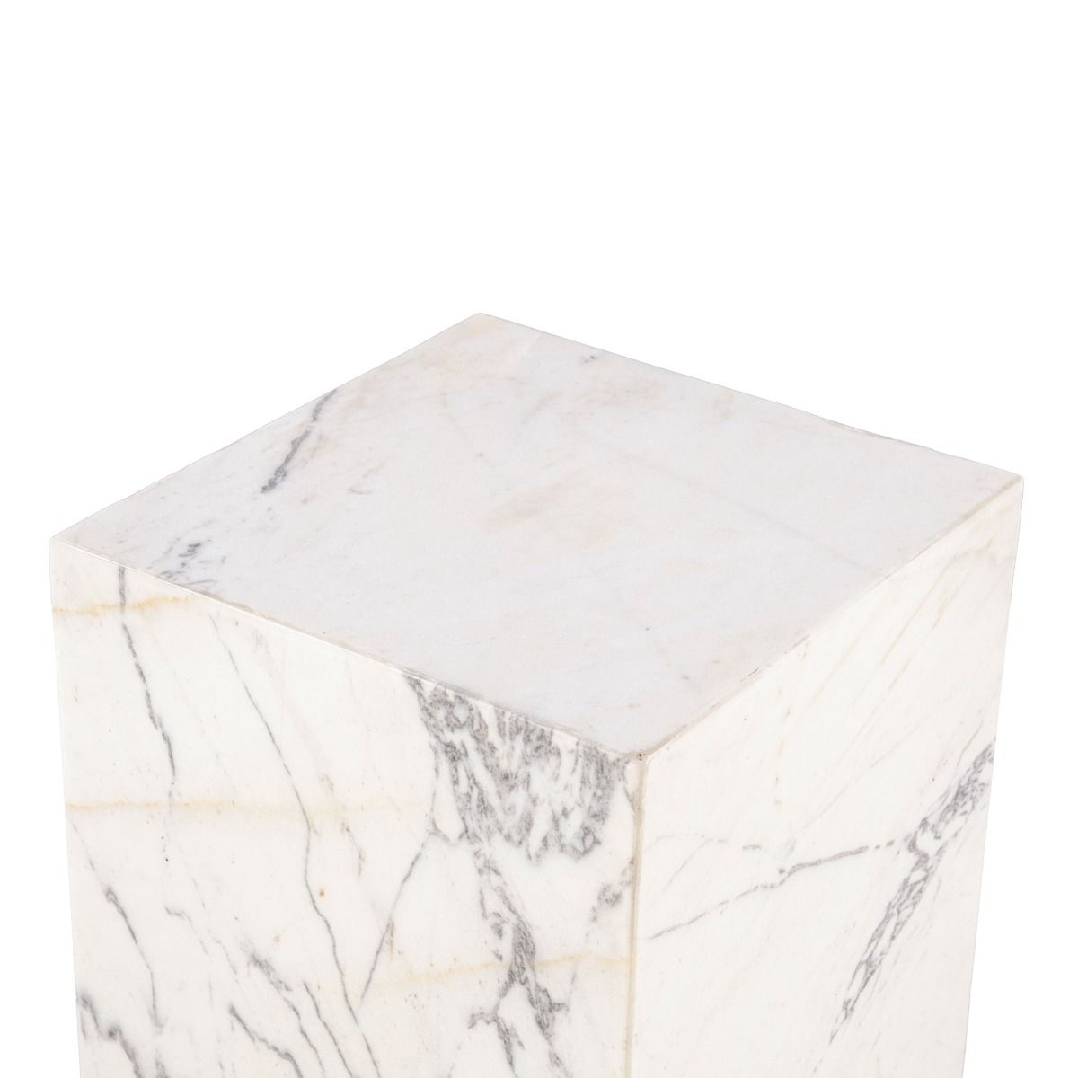 Nile 15" Drum Side Table in Alabaster Marble by Home Trends & Design at Eve Furniture