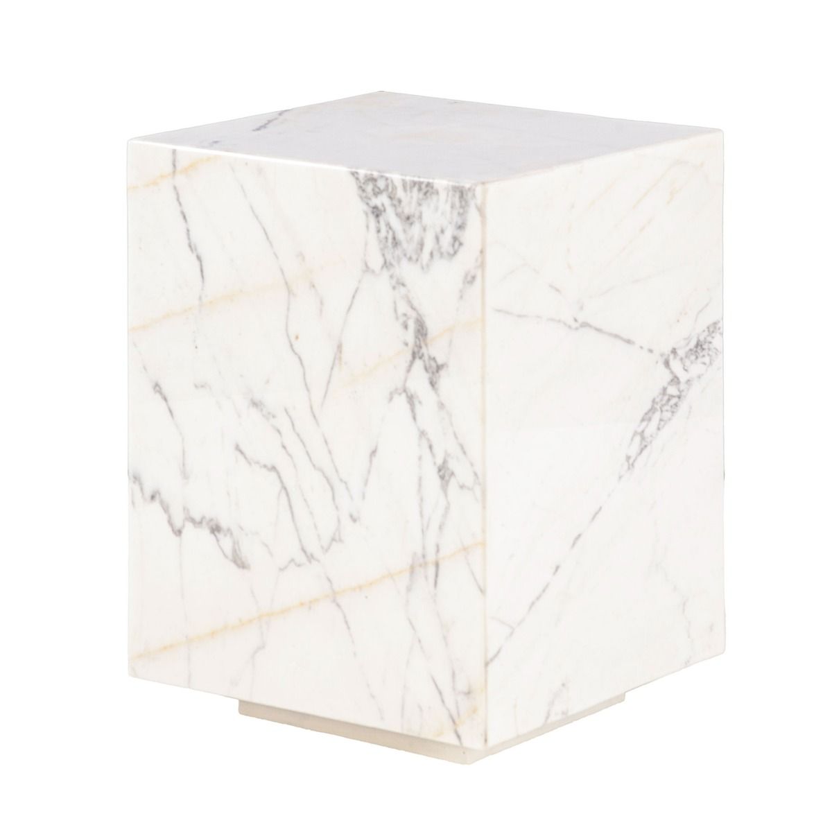 Nile 15" Drum Side Table in Alabaster Marble by Home Trends & Design at Eve Furniture
