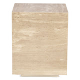 Nile 18" Drum Side Table in Travertine Stone by Home Trends & Design at Eve Furniture