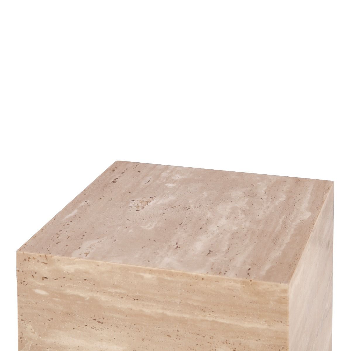 Nile 18" Drum Side Table in Travertine Stone by Home Trends & Design at Eve Furniture