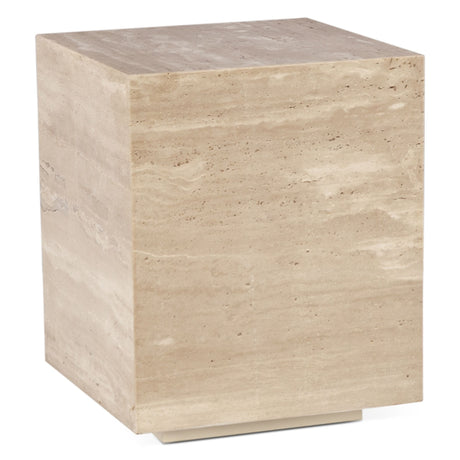 Nile 18" Drum Side Table in Travertine Stone by Home Trends & Design at Eve Furniture