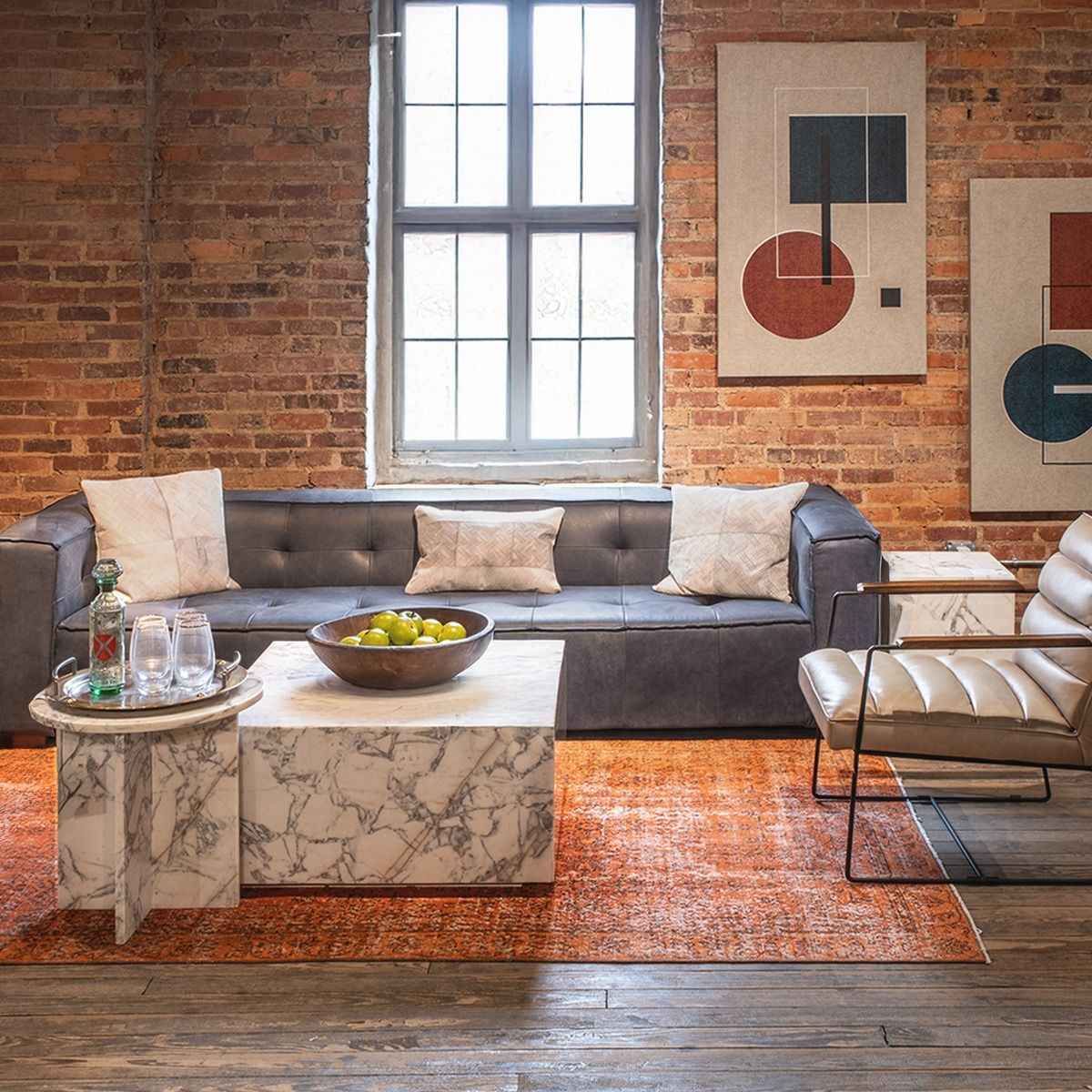 Nile 32" Drum Coffee Table in Alabaster Marble by Home Trends & Design at Eve Furniture
