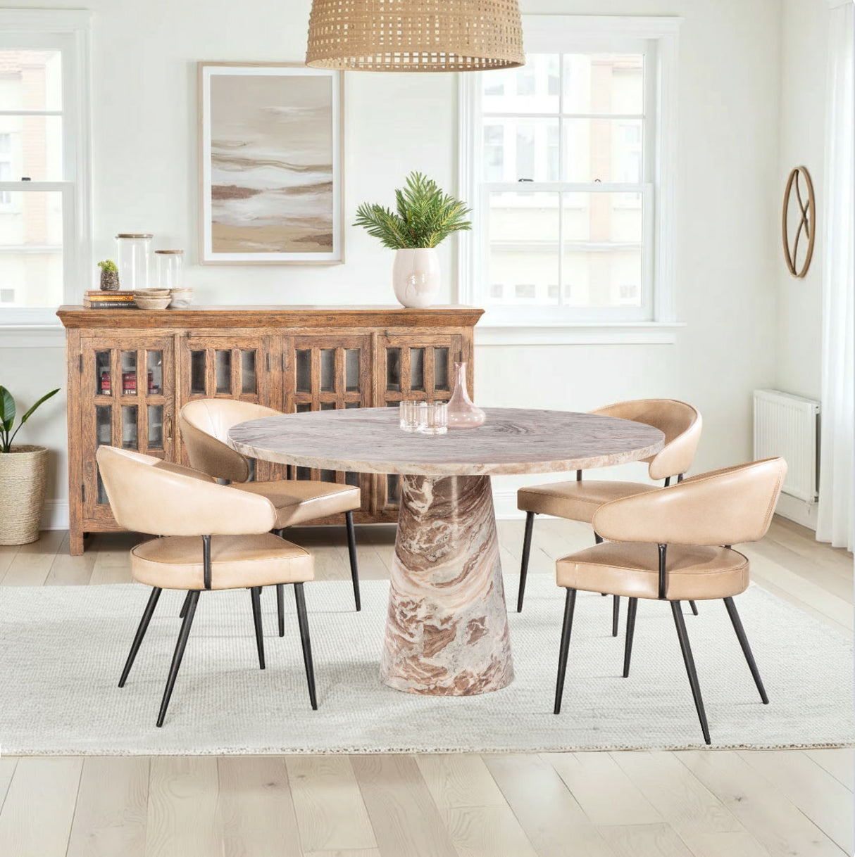 Nile 48" Round Dining Table in Brown Toronto Marble by Home Trends & Design at Eve Furniture