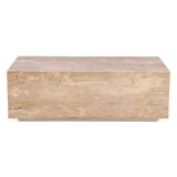 Nile 50" Drum Coffee Table in Travertine Stone by Home Trends & Design at Eve Furniture