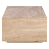 Nile 50" Drum Coffee Table in Travertine Stone by Home Trends & Design at Eve Furniture