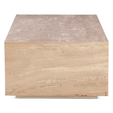 Nile 50" Drum Coffee Table in Travertine Stone by Home Trends & Design at Eve Furniture