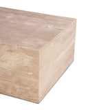 Nile 50" Drum Coffee Table in Travertine Stone by Home Trends & Design at Eve Furniture