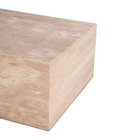 Nile 50" Drum Coffee Table in Travertine Stone by Home Trends & Design at Eve Furniture