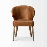 Niles 22.5L x 24.0W x 32.0H Brown Faux Leather Seat W/Brown Wooden Legs Wingback Dining Chair by Mercana at Eve Furniture