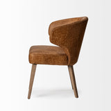 Niles 22.5L x 24.0W x 32.0H Brown Faux Leather Seat W/Brown Wooden Legs Wingback Dining Chair by Mercana at Eve Furniture