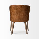 Niles 22.5L x 24.0W x 32.0H Brown Faux Leather Seat W/Brown Wooden Legs Wingback Dining Chair by Mercana at Eve Furniture