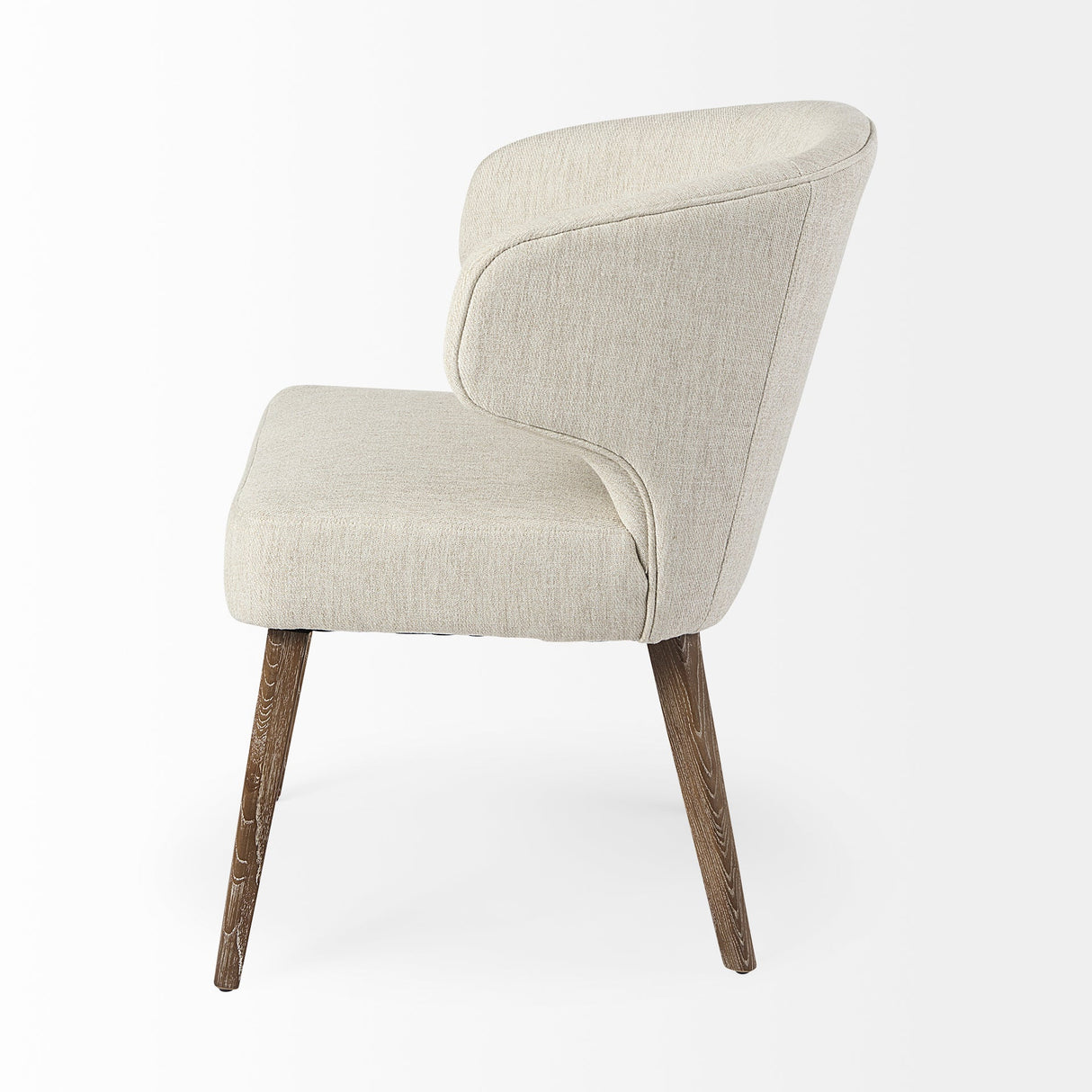 Niles 22.5L x 24.0W x 32.0H Cream Fabric Seat W/ Medium Brown Wooden Legs Wingback Dining Chair by Mercana at Eve Furniture