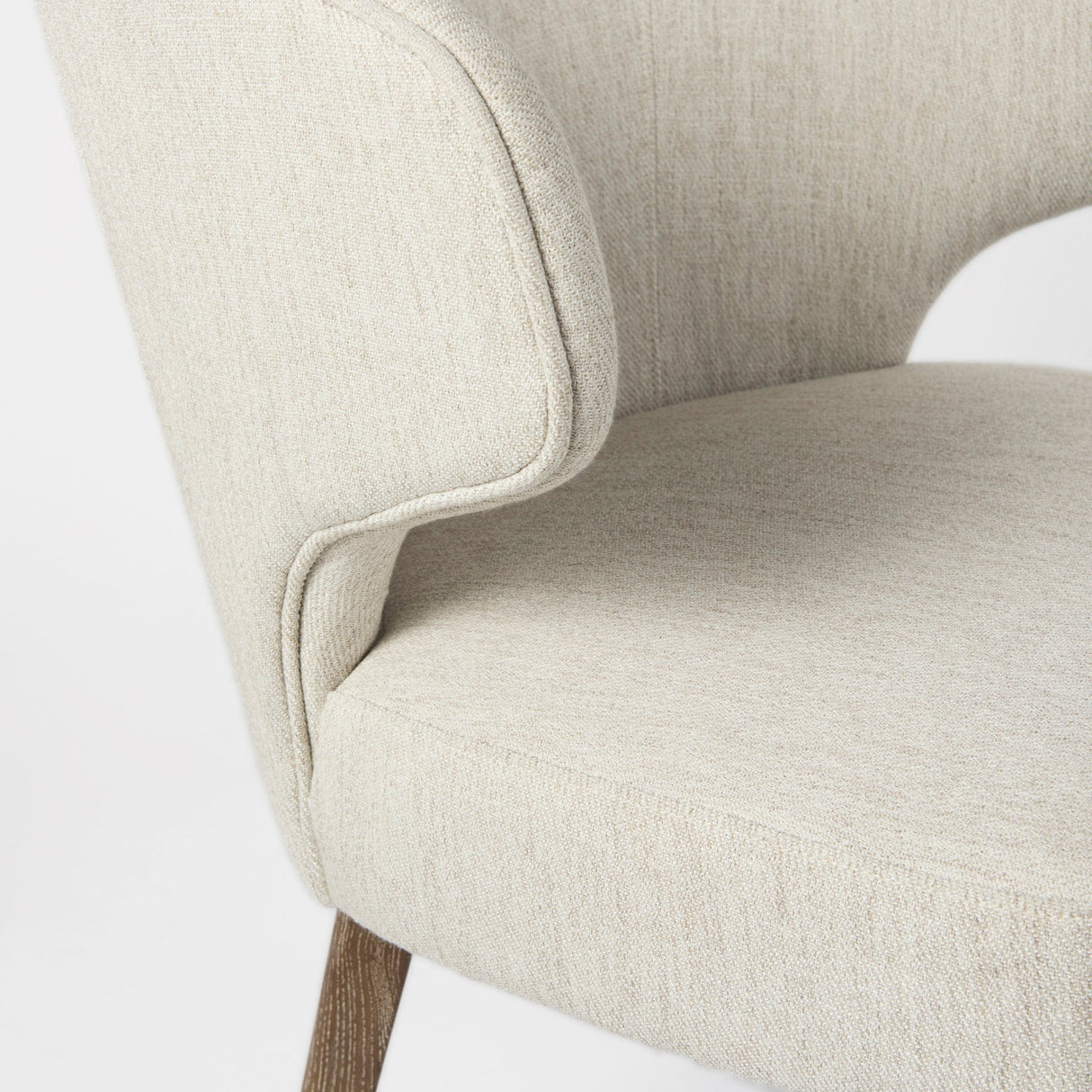 Niles 22.5L x 24.0W x 32.0H Cream Fabric Seat W/ Medium Brown Wooden Legs Wingback Dining Chair by Mercana at Eve Furniture