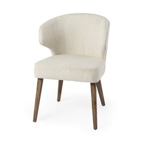 Niles 22.5L x 24.0W x 32.0H Cream Fabric Seat W/ Medium Brown Wooden Legs Wingback Dining Chair by Mercana at Eve Furniture