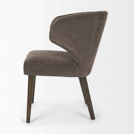 Niles Brown Fabric W/ Dark Brown Wooden Legs Wingback Dining Chair by Mercana at Eve Furniture