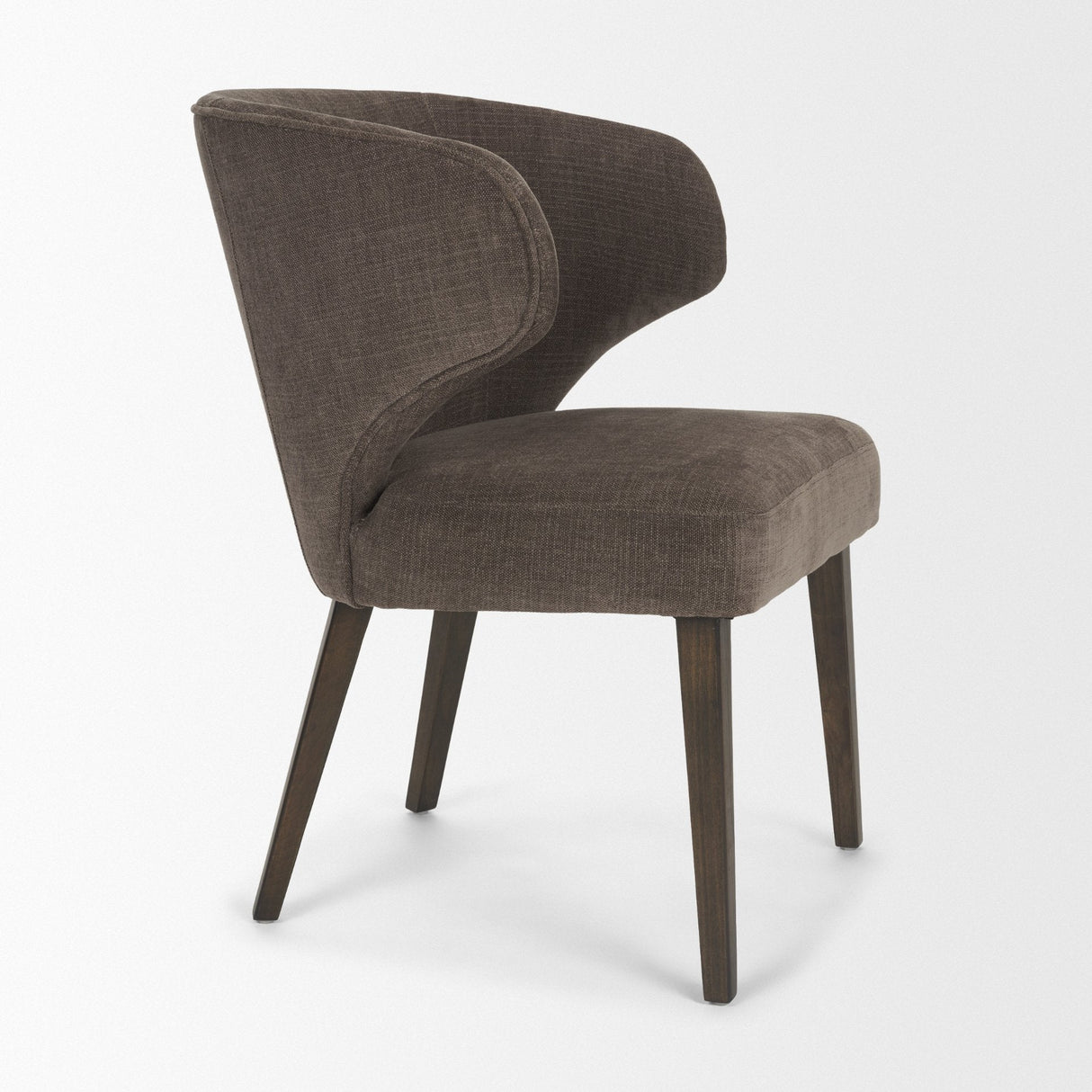 Niles Brown Fabric W/ Dark Brown Wooden Legs Wingback Dining Chair by Mercana at Eve Furniture