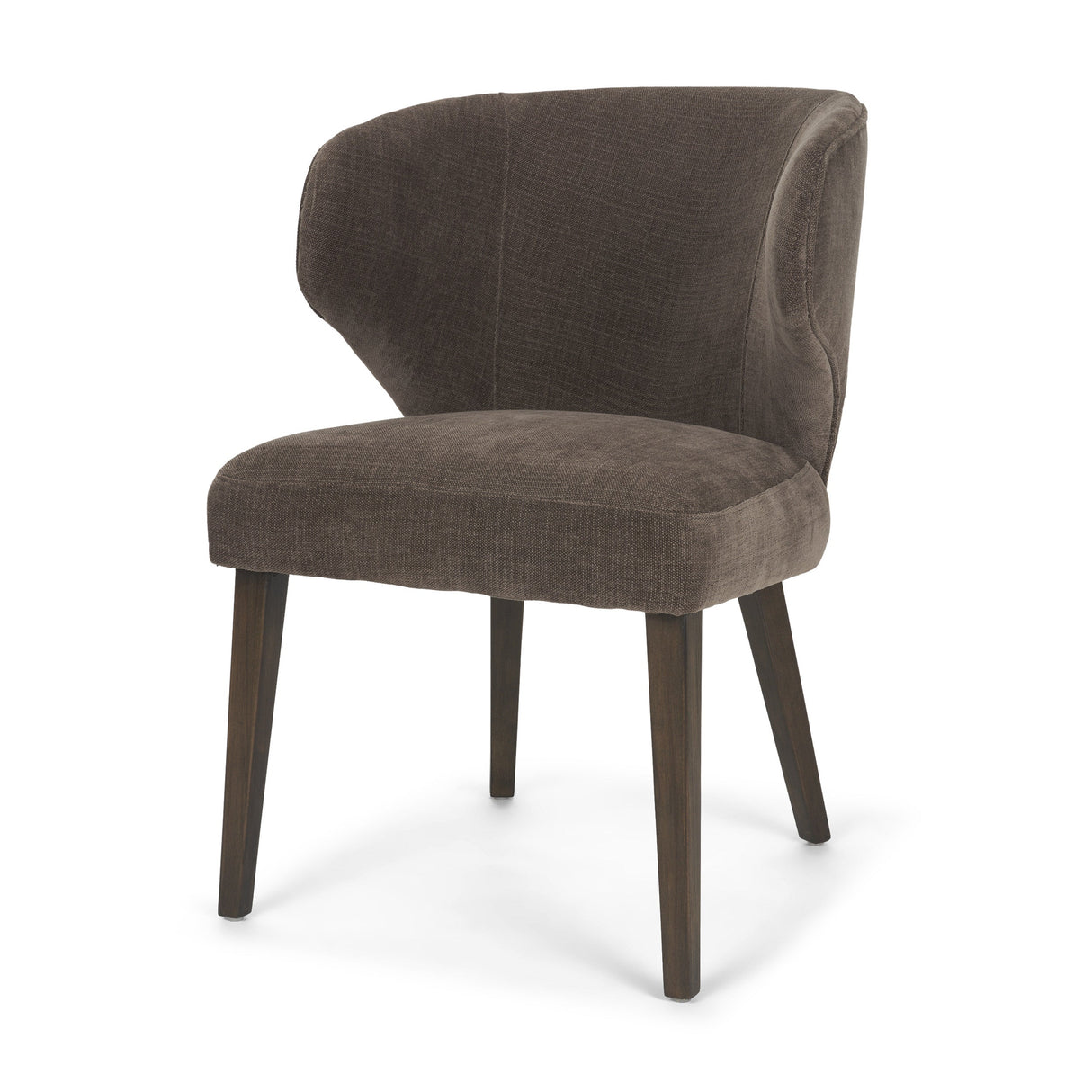 Niles Brown Fabric W/ Dark Brown Wooden Legs Wingback Dining Chair by Mercana at Eve Furniture