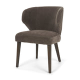 Niles Brown Fabric W/ Dark Brown Wooden Legs Wingback Dining Chair by Mercana at Eve Furniture