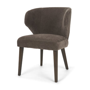 Niles Brown Fabric W/ Dark Brown Wooden Legs Wingback Dining Chair by Mercana at Eve Furniture