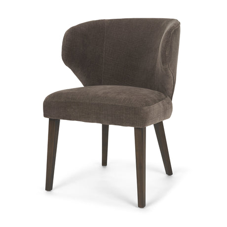 Niles Brown Fabric W/ Dark Brown Wooden Legs Wingback Dining Chair by Mercana at Eve Furniture