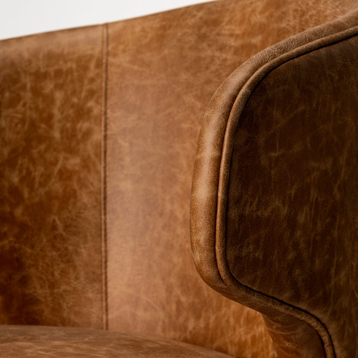 Niles Brown Faux Leather Seat W/Brown Wooden Legs Wingback Dining Chair by Mercana at Eve Furniture