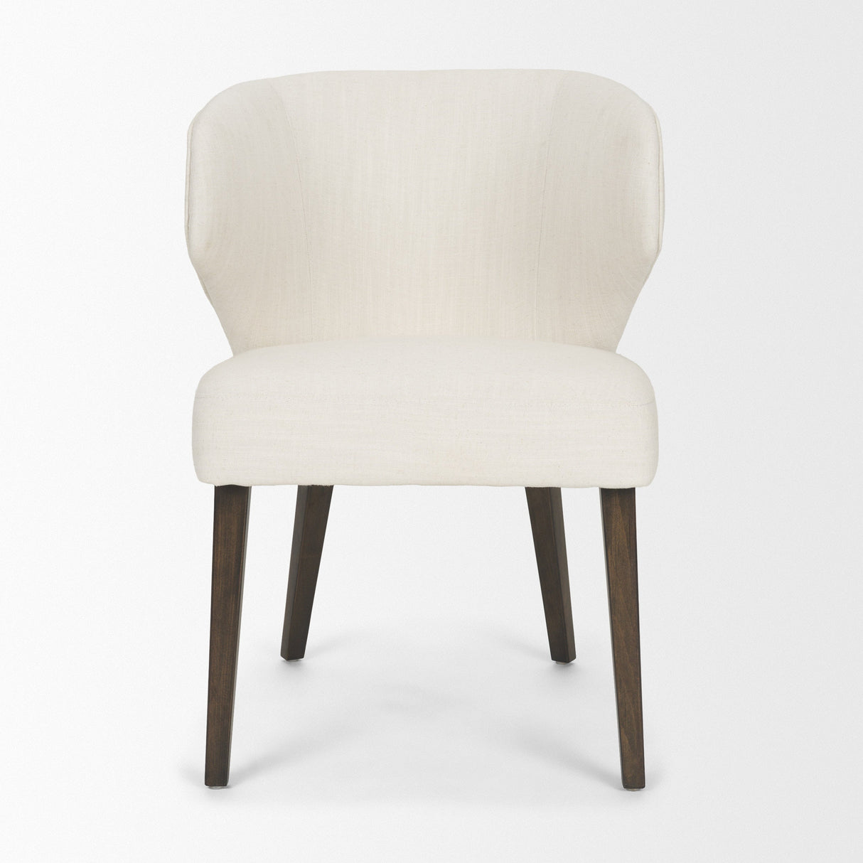 Niles Cream Fabric Seat W/ Dark Brown Wooden Legs Wingback Dining Chair by Mercana at Eve Furniture