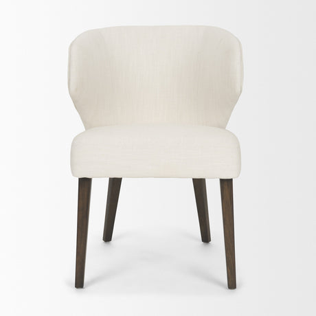 Niles Cream Fabric Seat W/ Dark Brown Wooden Legs Wingback Dining Chair by Mercana at Eve Furniture