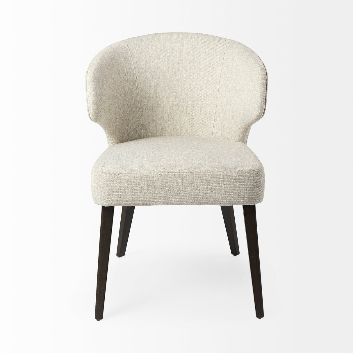 Niles Cream Fabric Seat W/ Dark Brown Wooden Legs Wingback Dining Chair by Mercana at Eve Furniture