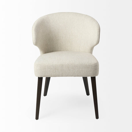 Niles Cream Fabric Seat W/ Dark Brown Wooden Legs Wingback Dining Chair by Mercana at Eve Furniture