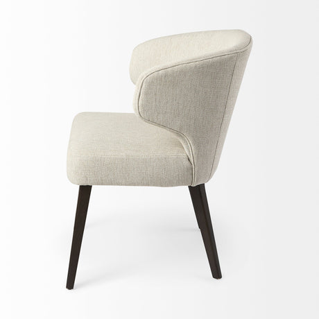 Niles Cream Fabric Seat W/ Dark Brown Wooden Legs Wingback Dining Chair by Mercana at Eve Furniture