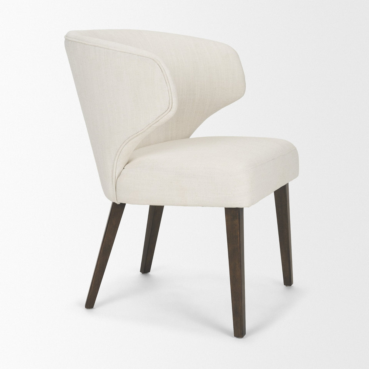 Niles Cream Fabric Seat W/ Dark Brown Wooden Legs Wingback Dining Chair by Mercana at Eve Furniture