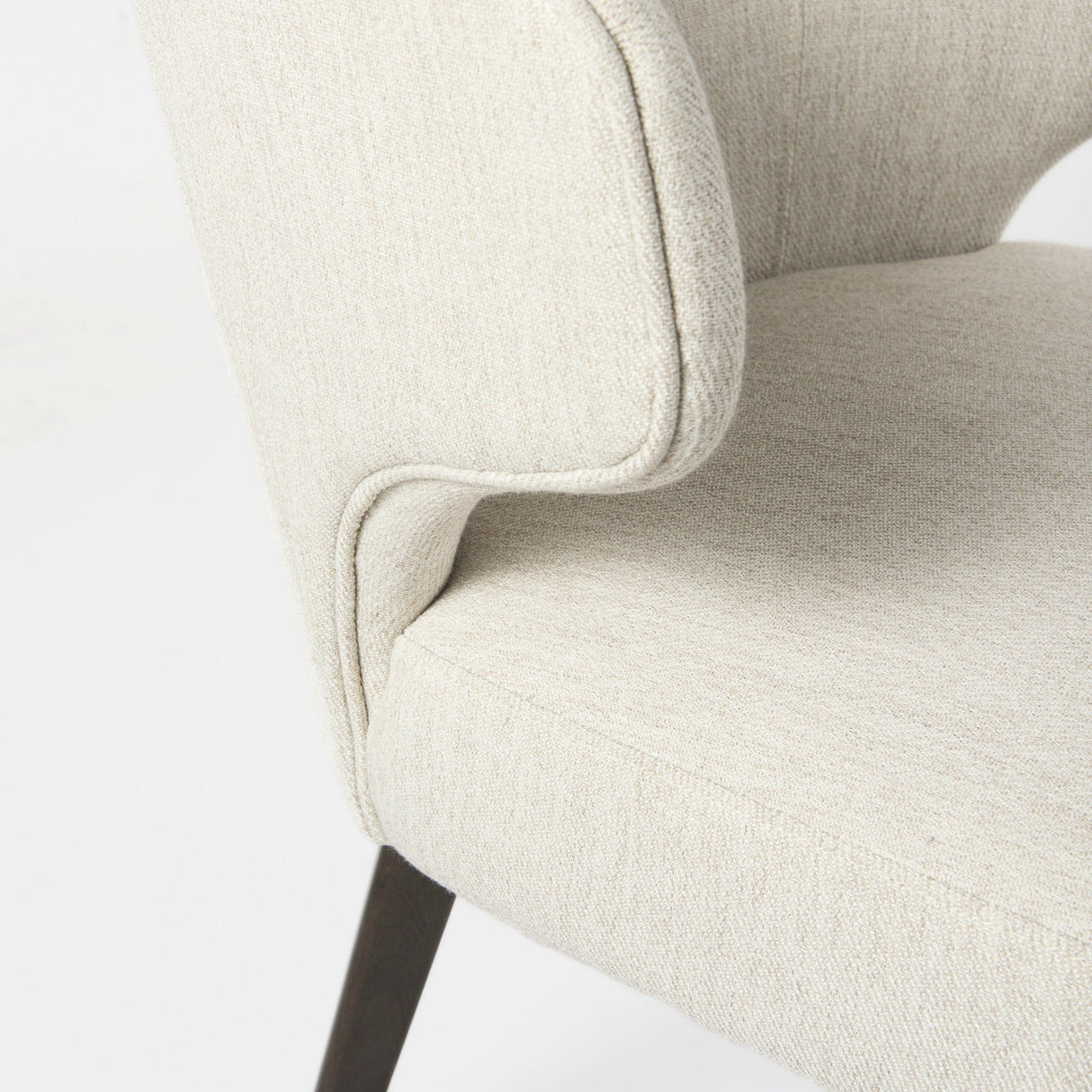 Niles Cream Fabric Seat W/ Dark Brown Wooden Legs Wingback Dining Chair by Mercana at Eve Furniture