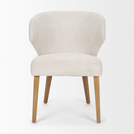 Niles Cream Fabric Seat W/ Med Brown Wooden Legs Wingback Dining Chair (G520-4A) by Mercana at Eve Furniture