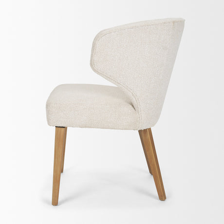 Niles Cream Fabric Seat W/ Med Brown Wooden Legs Wingback Dining Chair (G520-4A) by Mercana at Eve Furniture
